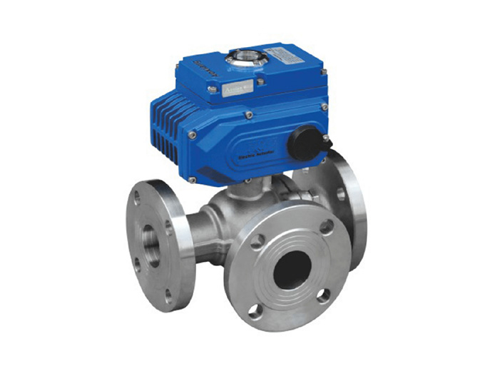 Electric three-way American standard ball valve