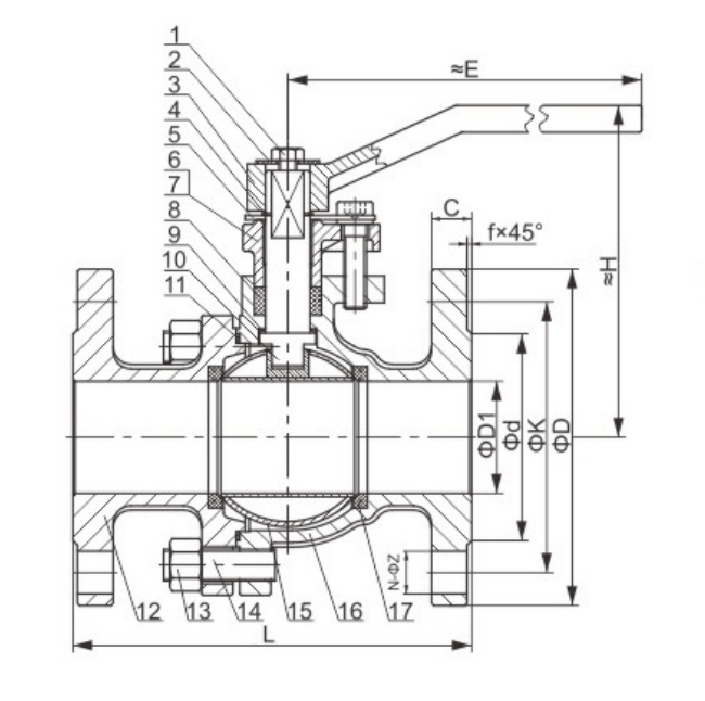 不锈钢美标ANSI Class150#法兰球阀(图1)