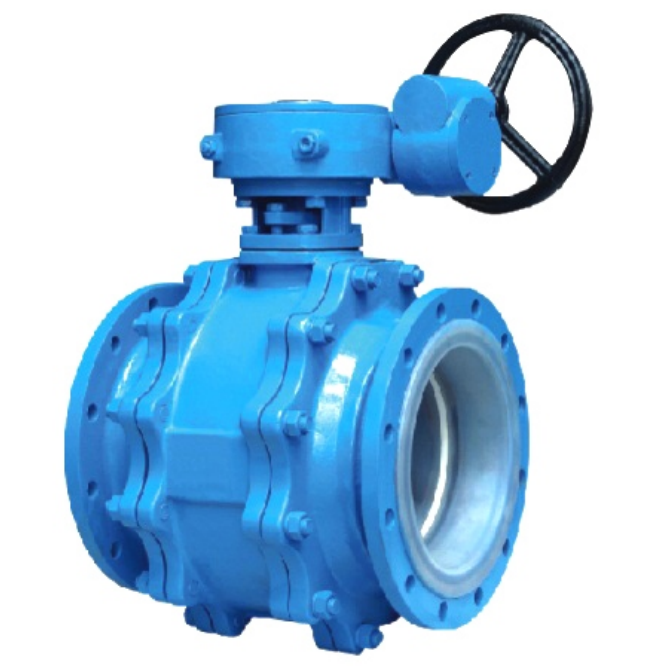 WCB cast steel worm gear worm gear transmission steel lined PTFE flange ball valve F46/PFA/PTFE