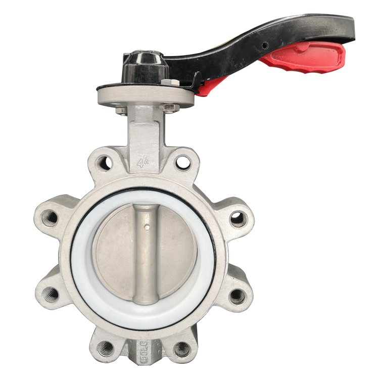 Stainless steel lug butterfly valve with handle - PTFE seat